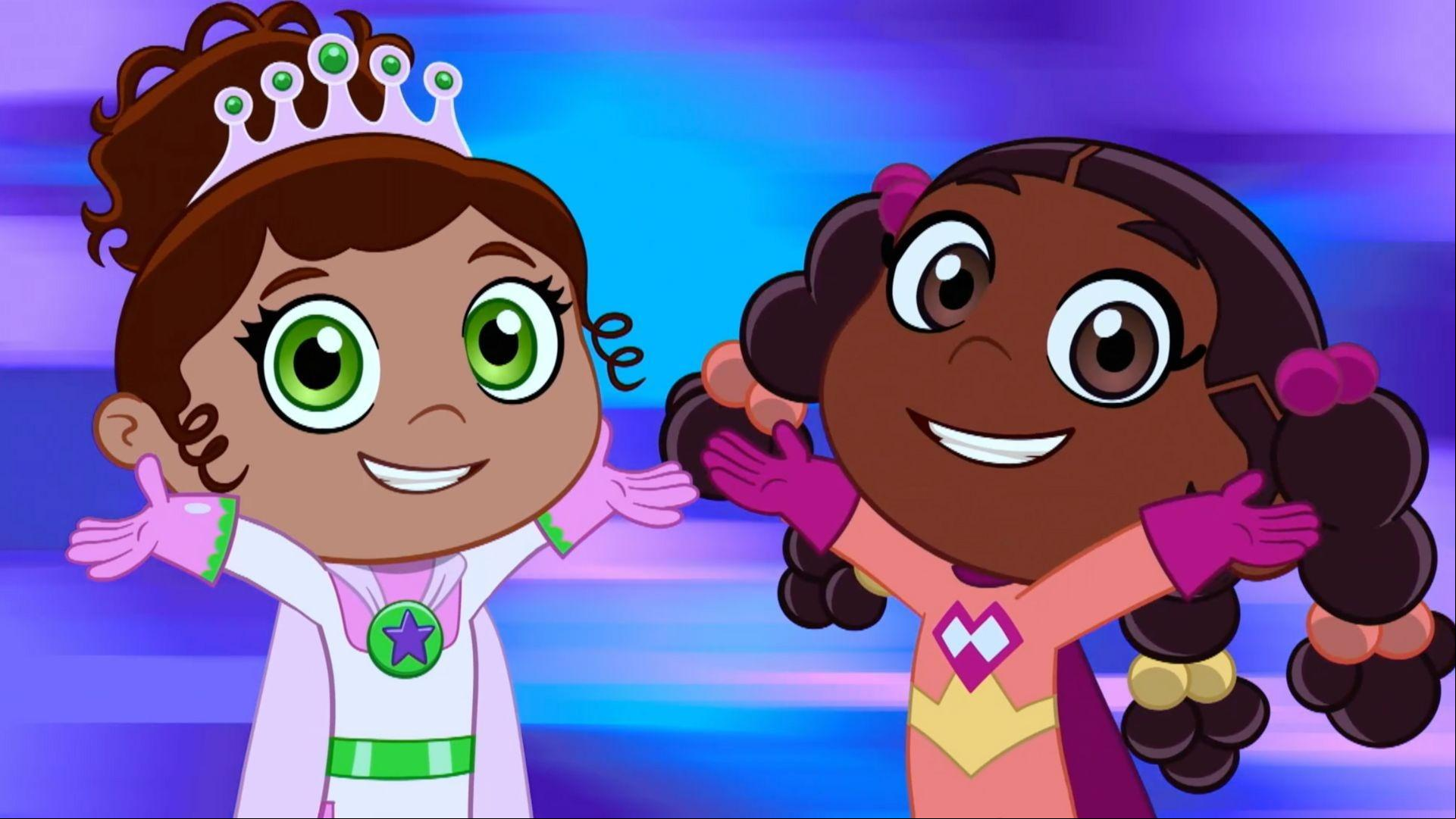 Power Paige and Princess Presto need your help to spell words so the show can go on.