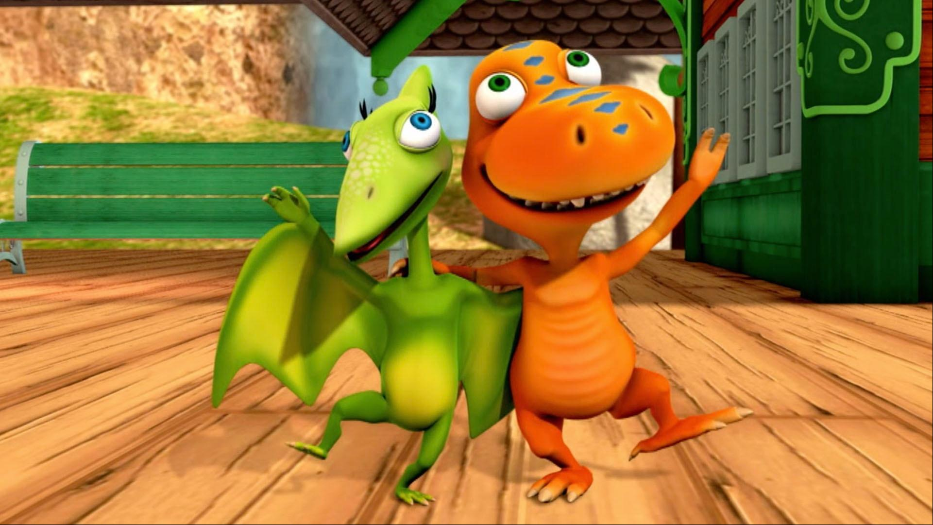 Buddy spends time with Laura Giganotosaurus./Buddy and Tiny learn that all creatures poop.