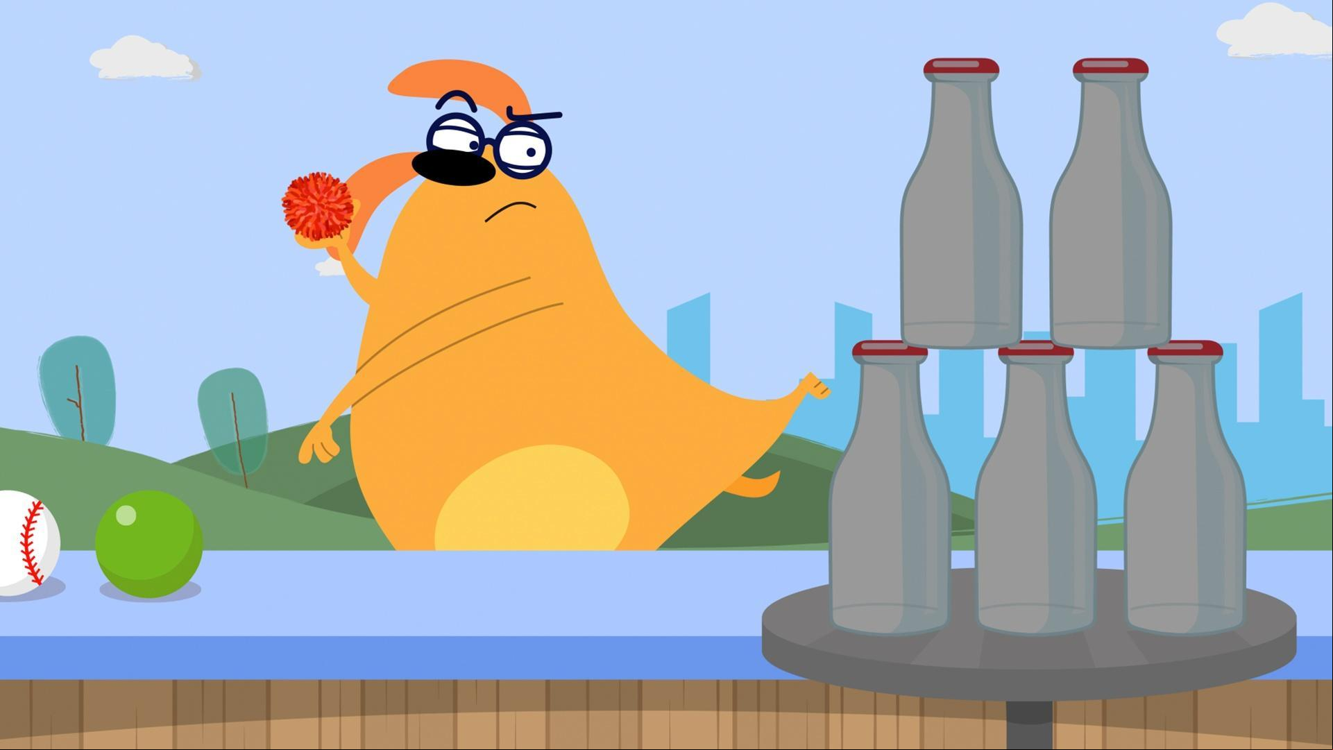 Ruff has one chance to defeat Glen’s Milk Bottle Pyramid of Doom and win his plushie back!
