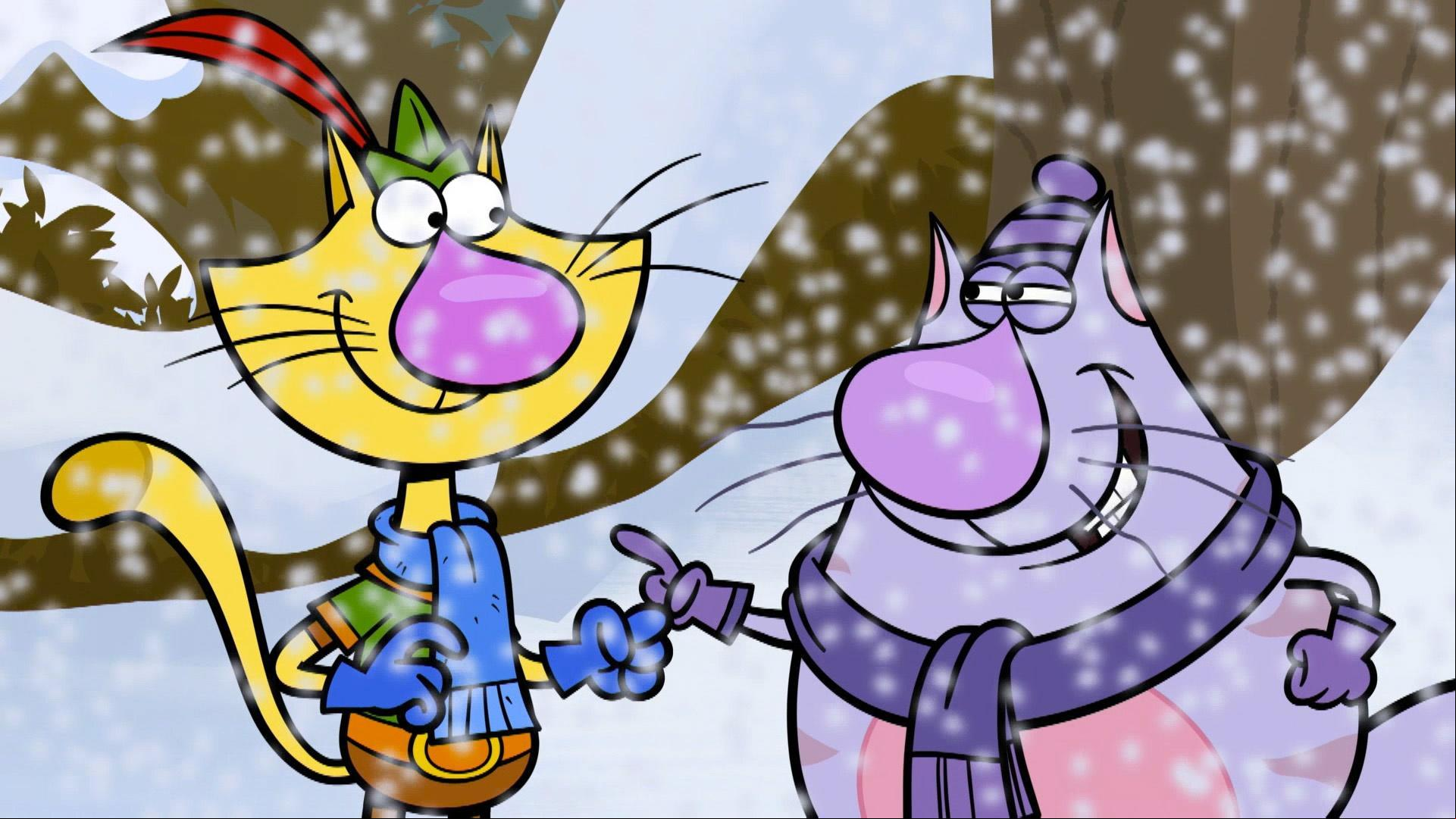 Nature Cat build with snow./ The gang battles a hurricane.