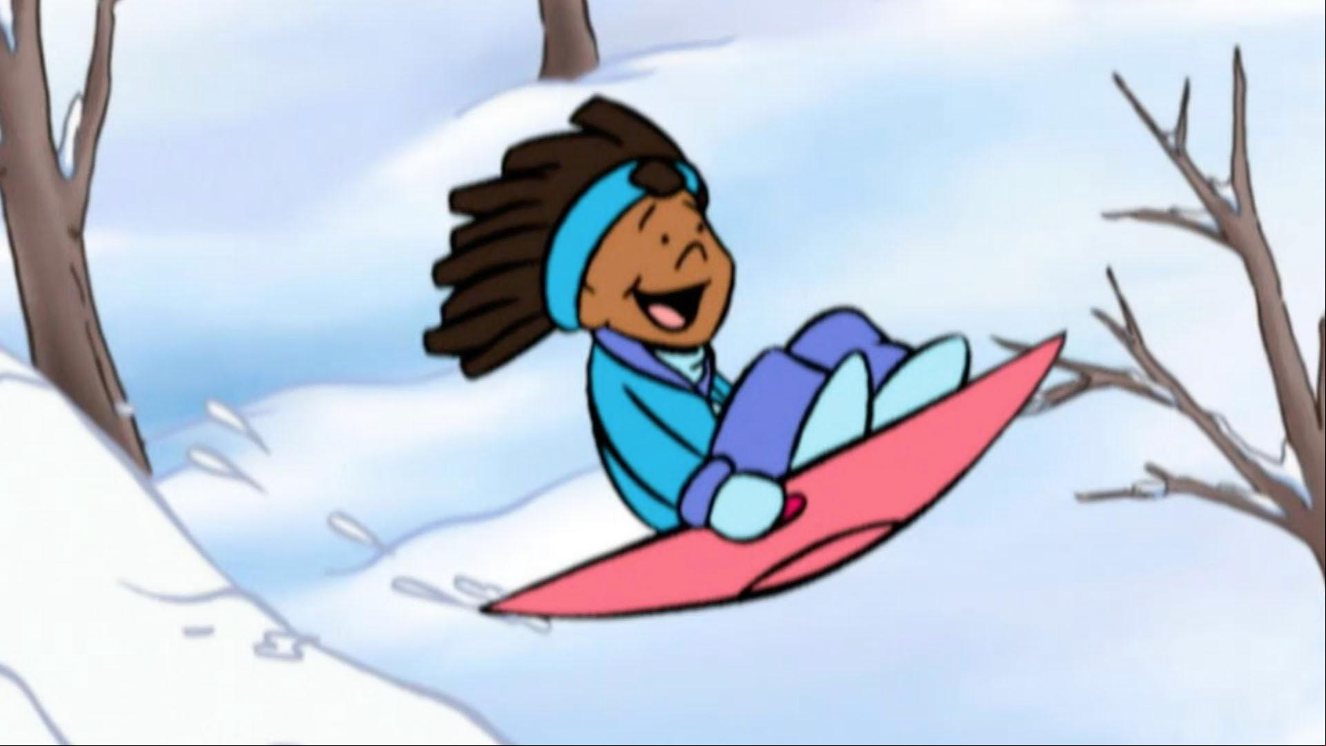 Emily Elizabeth has never used a round sled before...she's a little nervous!