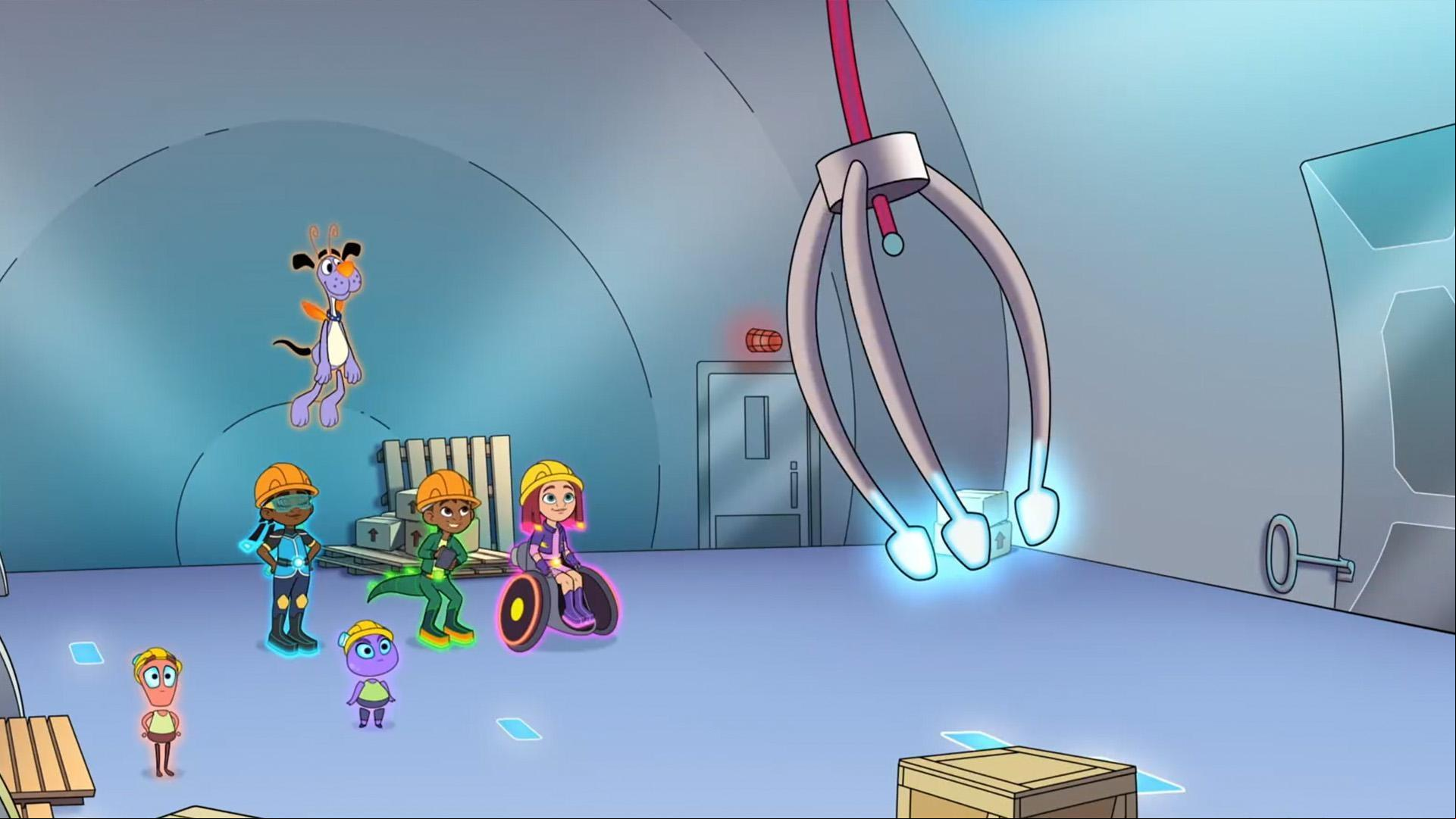 At the Bunch-of-Stuff Warehouse, the Beeples need Dev’s help operating a crane to move packages.