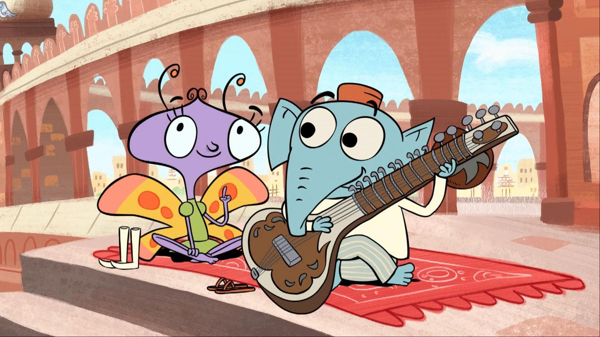 In Delhi, Carmen goes looking for guitar strings./ Andy can't paint when it's this cloudy!