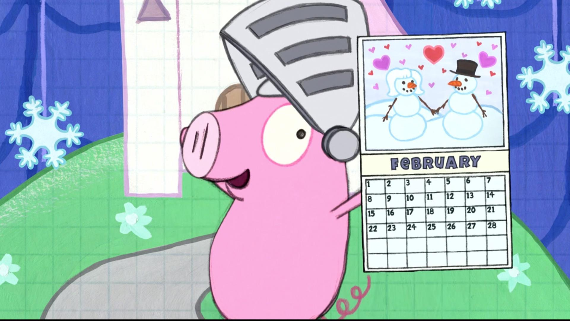 The Pig sings a song about the months on the calendar and the seasons of the year.