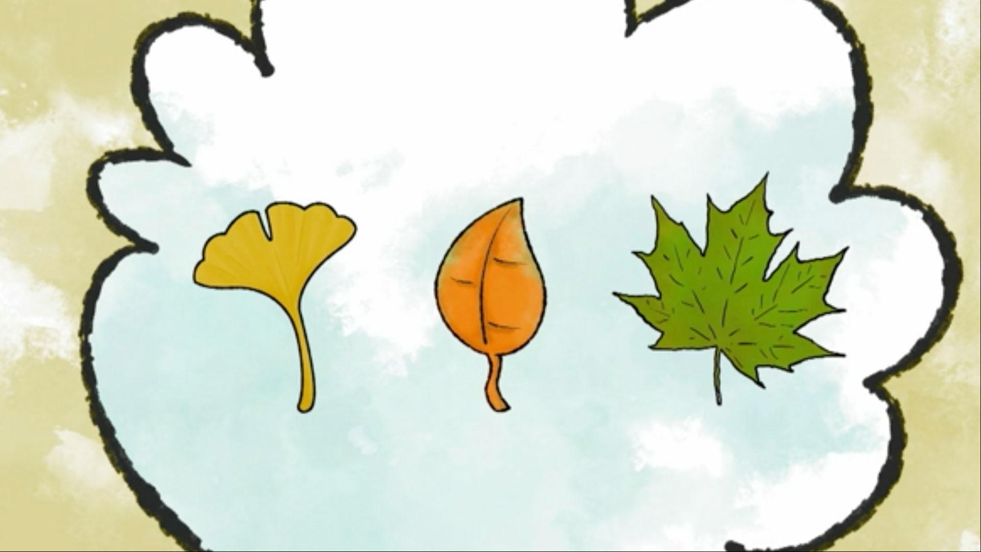 Jorge and Elinor look at leaves and find out why some of them change color in the Fall.
