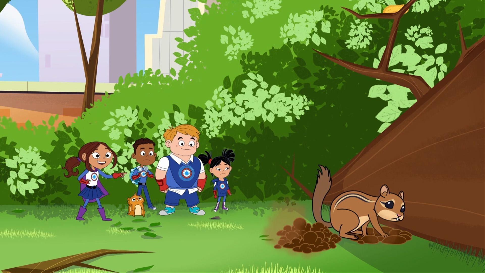 A storm knocks down a big tree, so Sparks' Crew helps a chipmunk find a new home.