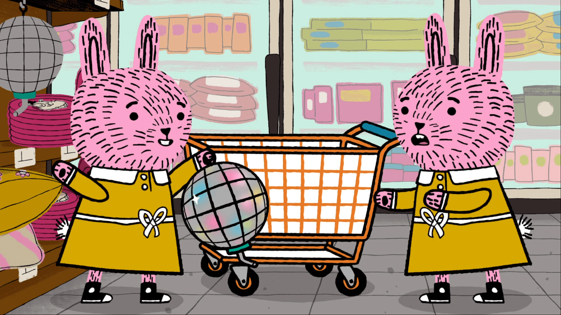 Nico and Arugula shop for items for their new hamster-sitting business.