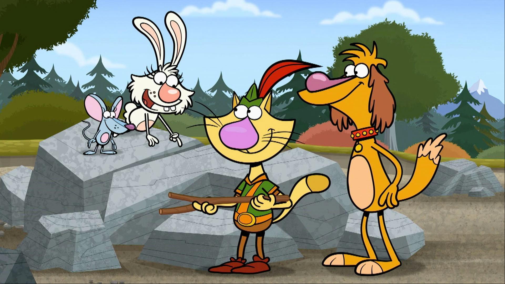Nature Cat hikes with his Norwegian Navy Wrench. / Nature Cat explores a new trail.