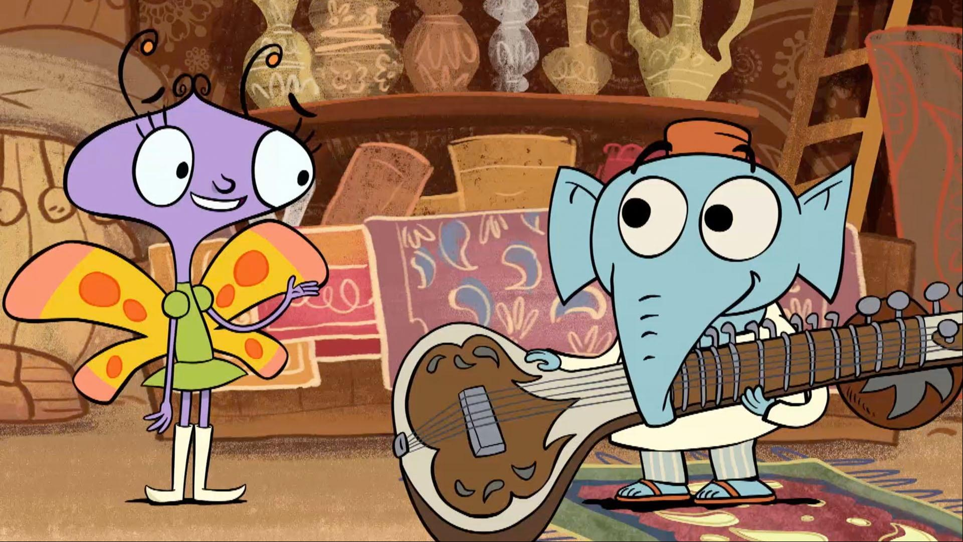 Gaja helps Carmen write a song for her mother on the Sitar.