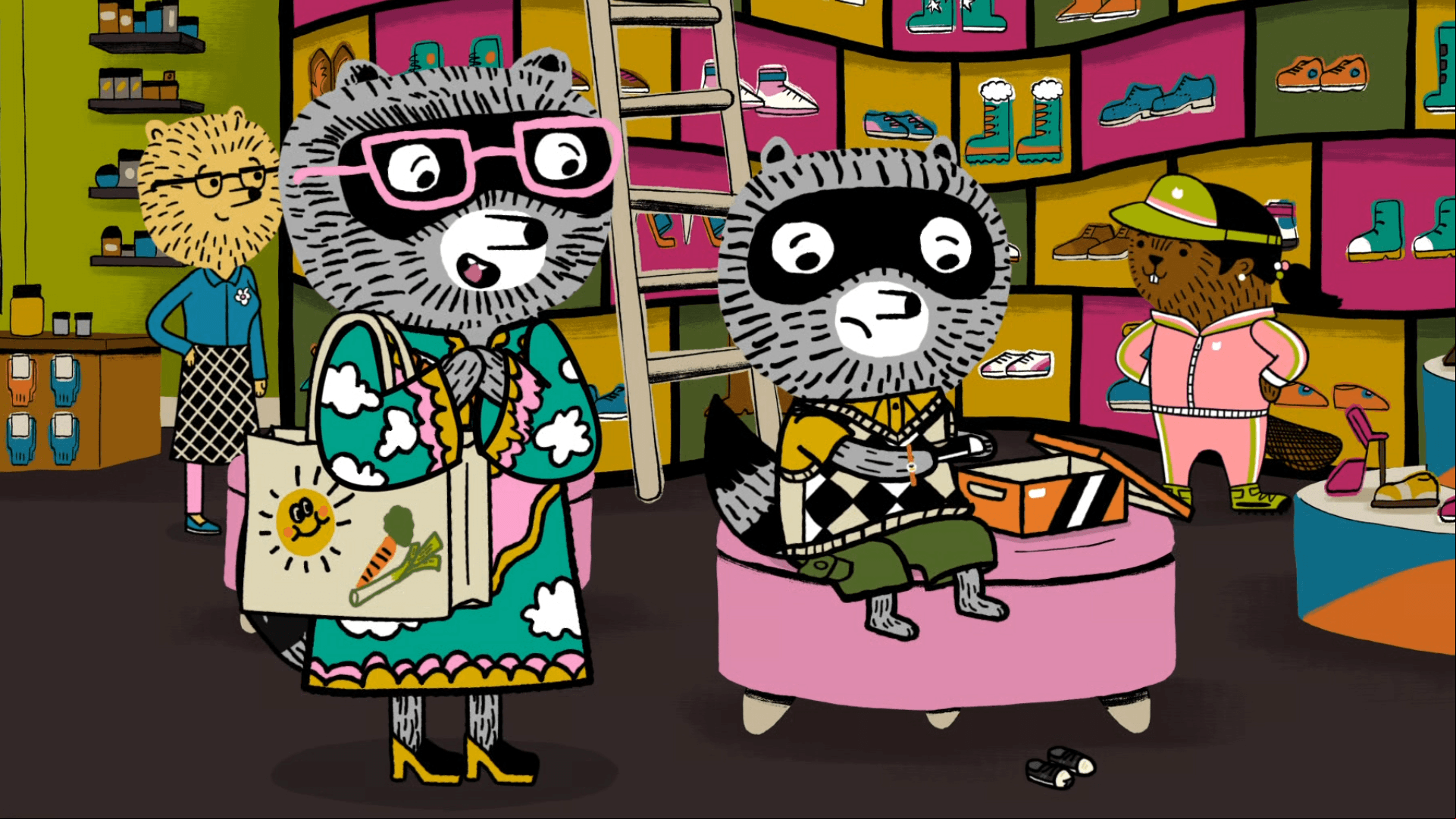 Carl and his Mama shop for new Pro Court Flyer Low Tops in Licorice Black.