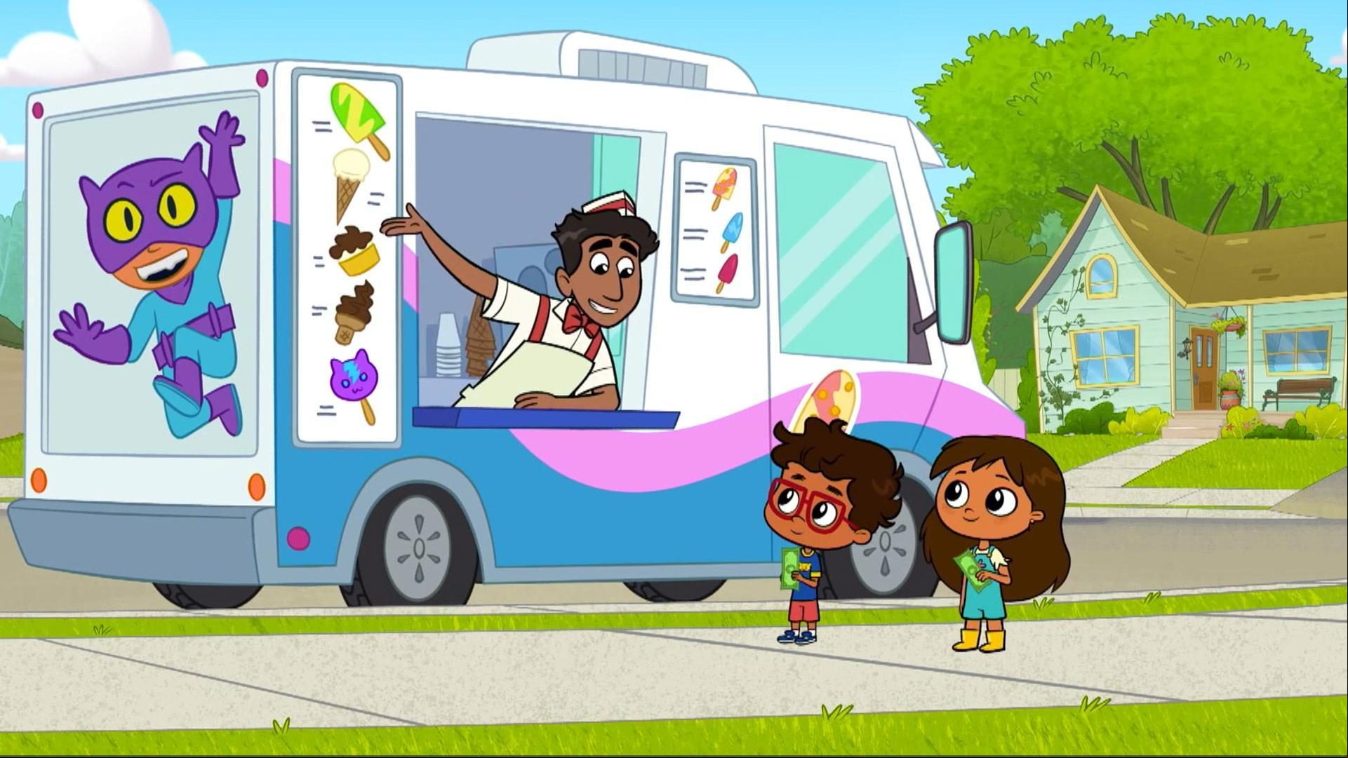 Rosie wants to buy an ice popsicle. /  Rosie can’t decide what to buy at the mercado.