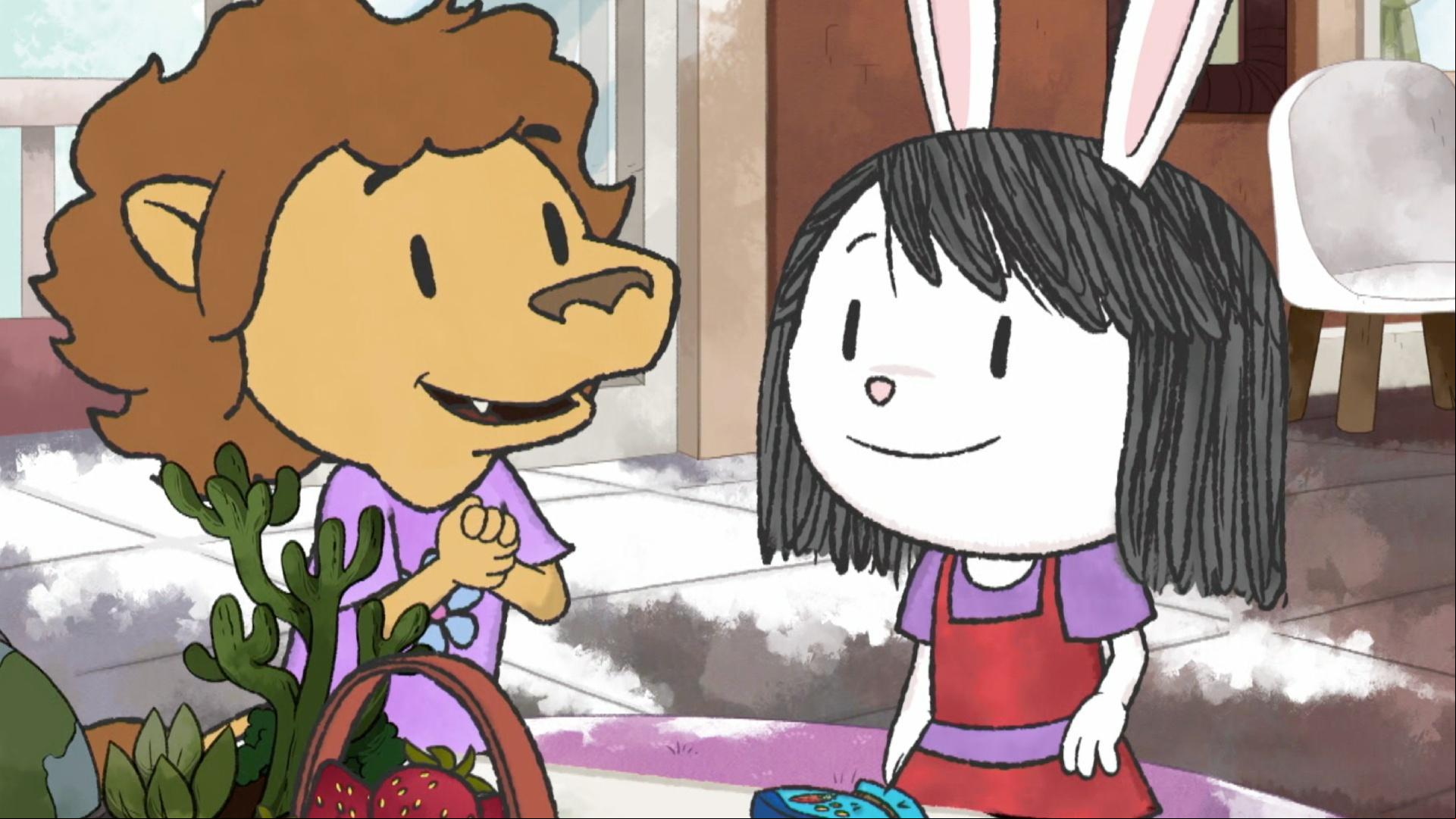 The kids help Hazel grow a garden./Elinor and the Exploring Club play music in the forest.