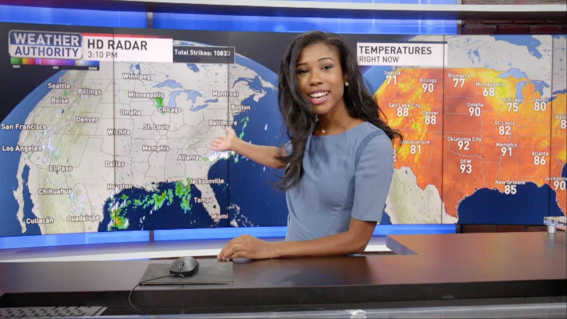 Carys wants to know tomorrow’s forecast. Meteorologist Jasmine explains a weather report.