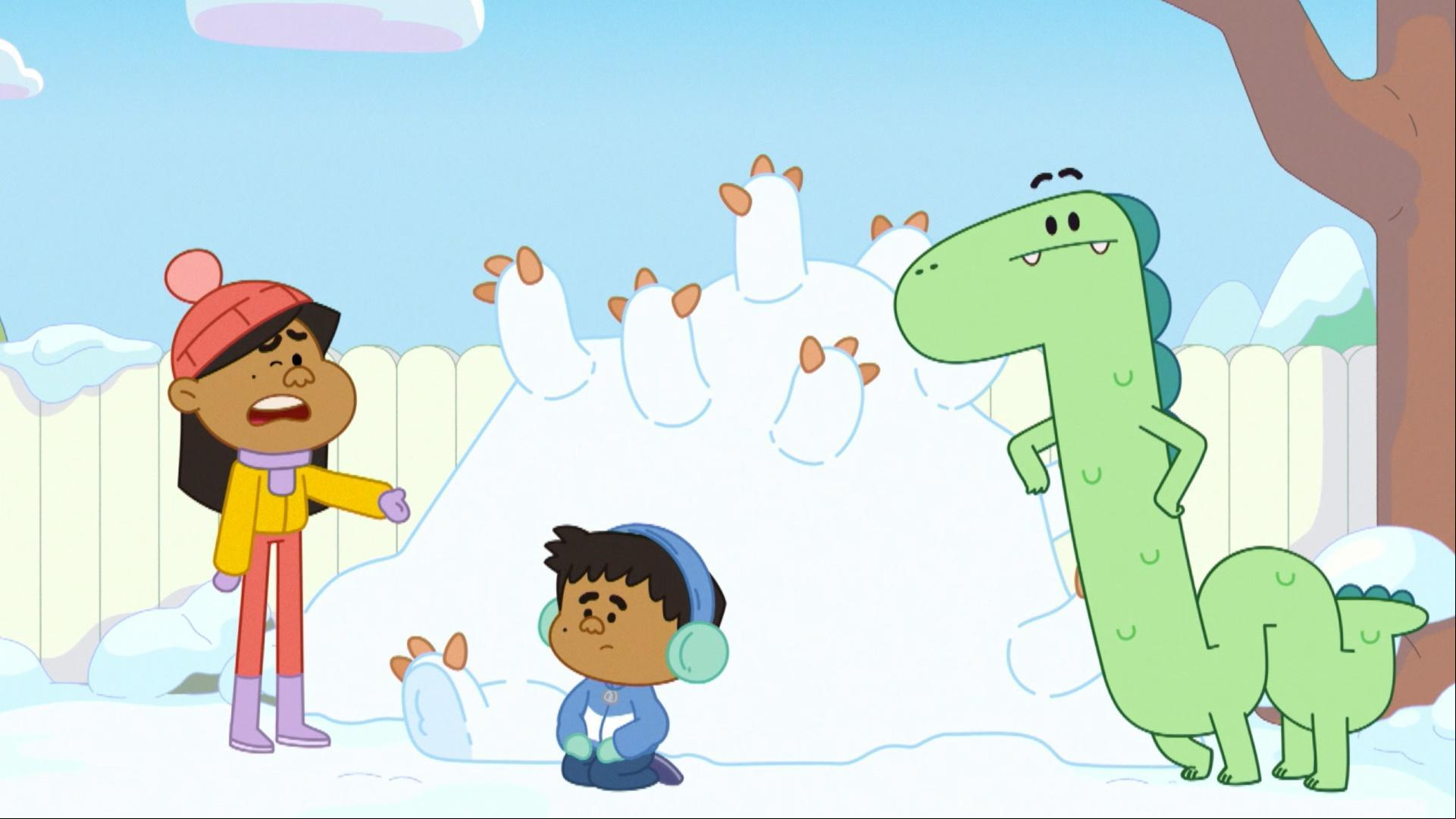 Jelly wants to make a snow monster, but has no good ideas. Can Pogo help her imagination?