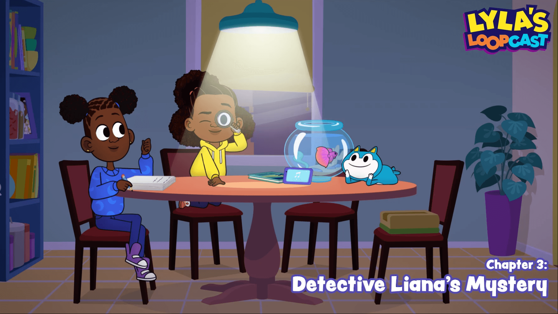 Lyla and Stu help Liana with her mystery story, ultimately turning it into a mystery play.