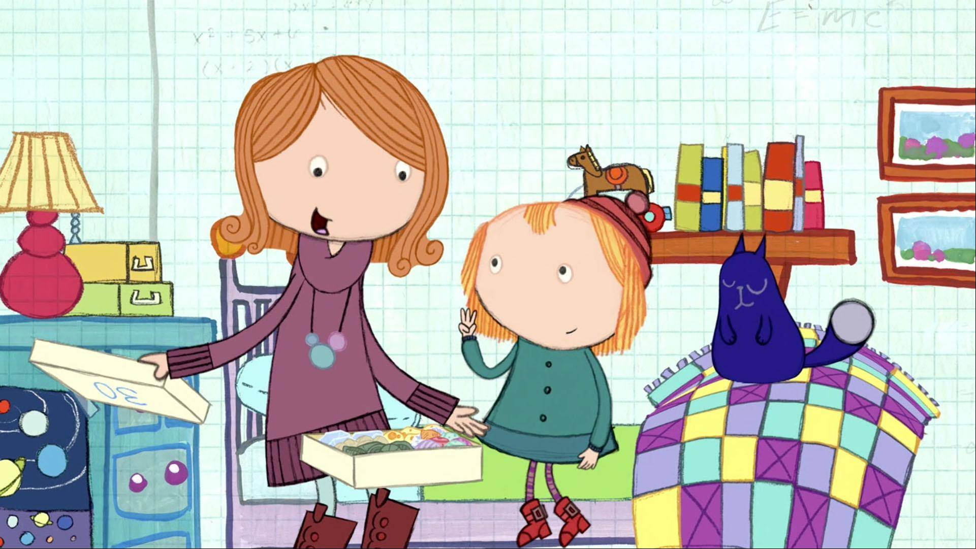 The Teens help clean the farm animals. / Peg and Cat gather rocks for a birthday present.