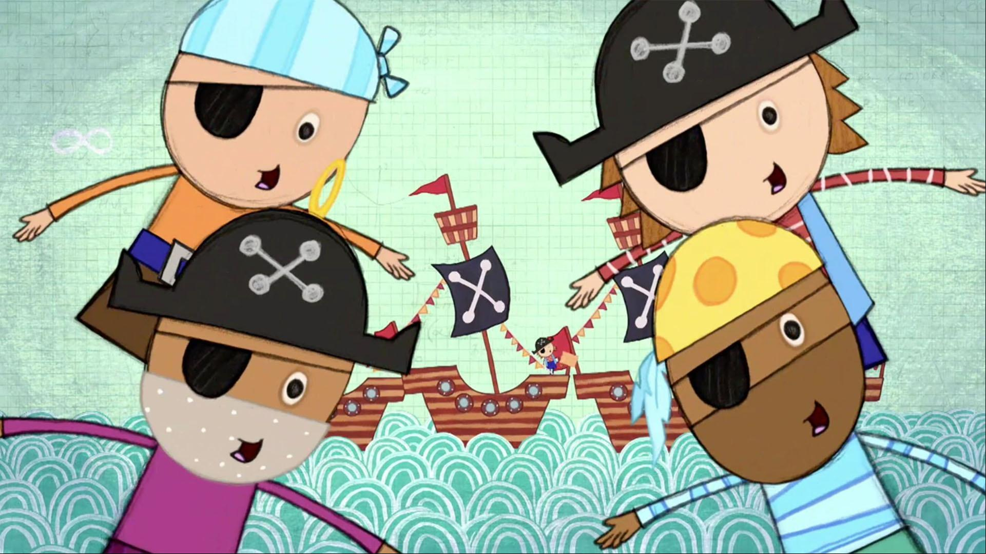 The pirates sing a song about how working together makes things easier and more fun.