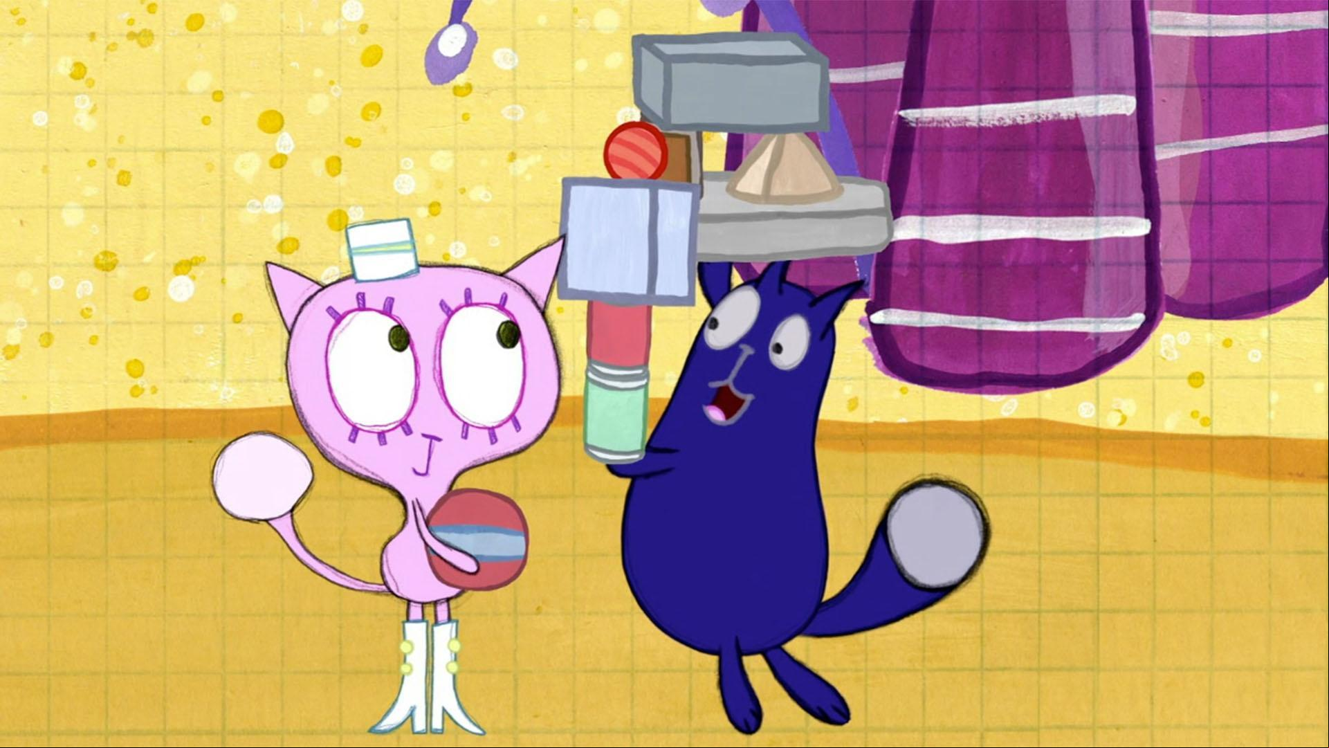 Peg and Cat perform a song about solid shapes to impress Roxanne.
