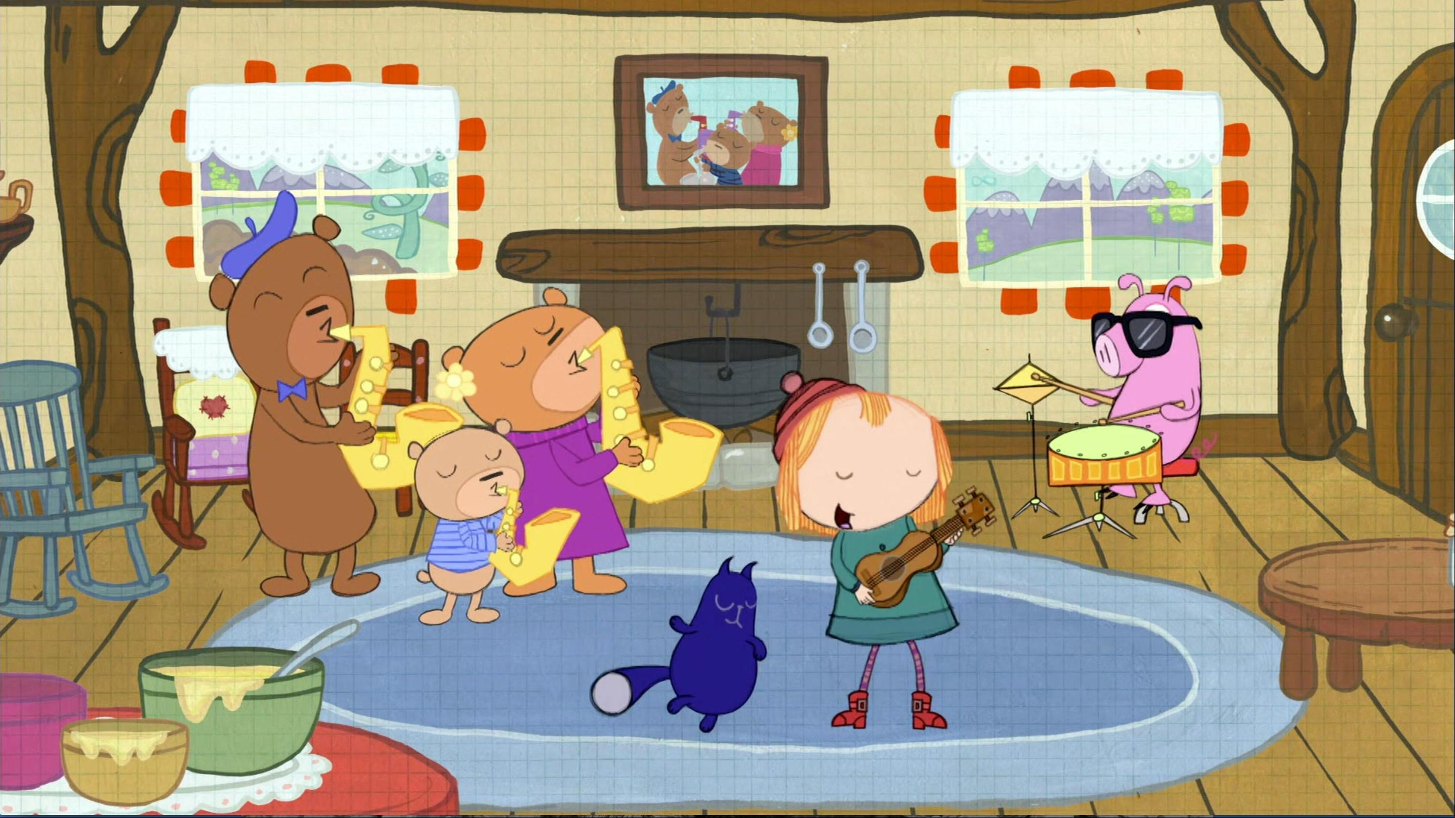 Peg and Cat from super group "The Electric Eleven". / Peg and Cat have lunch with Giants.