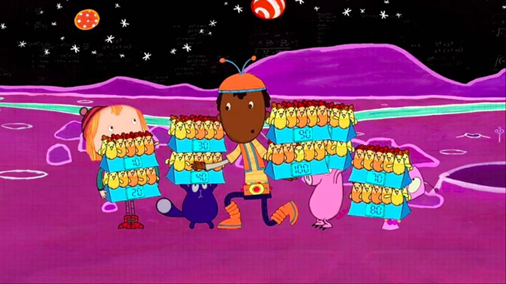 Ramone and Peg sing a song about counting by 10's.