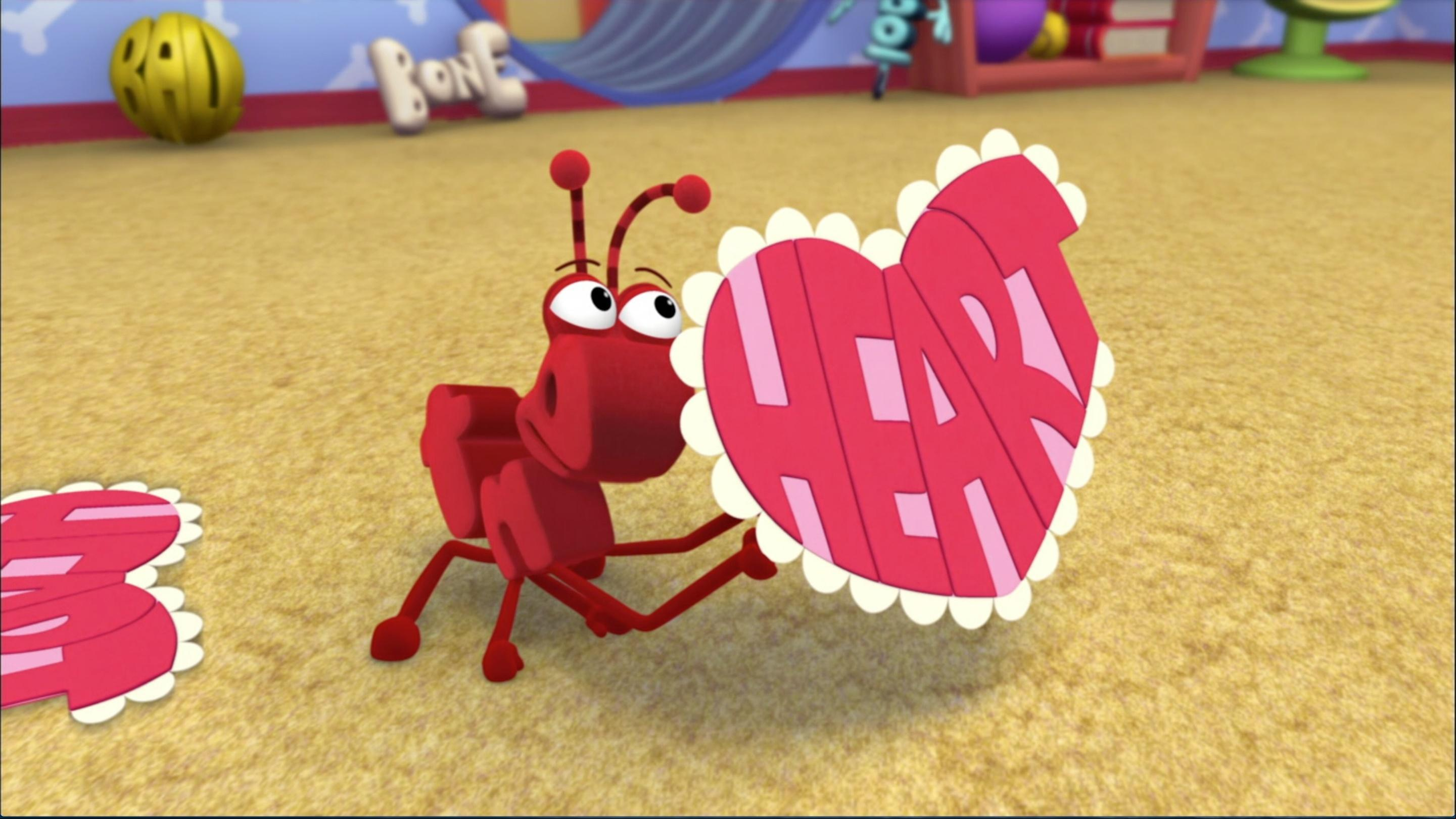 Sheep can't find the right rhyme. / Bug wants to sign a valentine for his WordFriend.