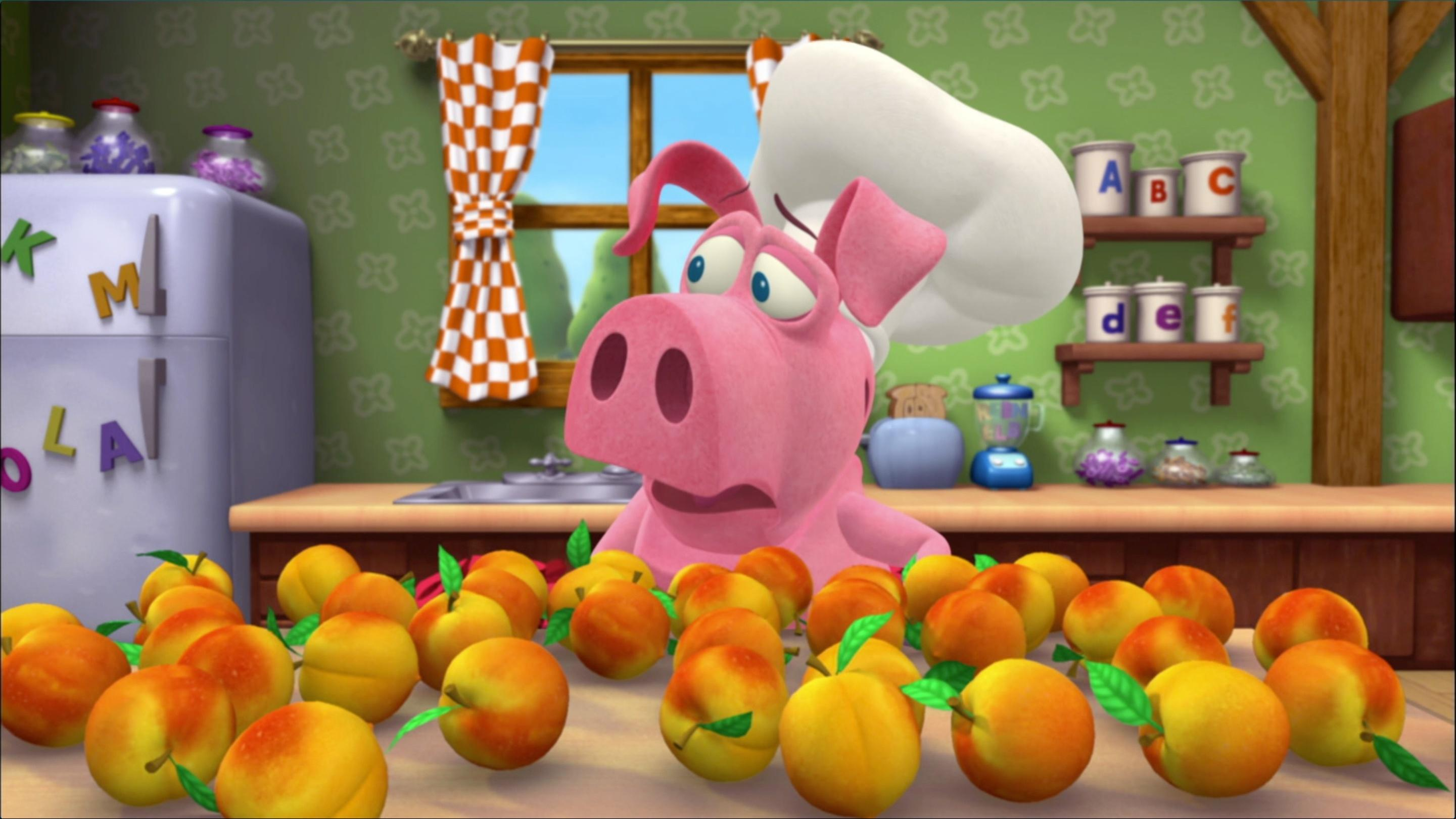 Duck gets his first case of the hiccups. / Sheep is allergic to peaches.