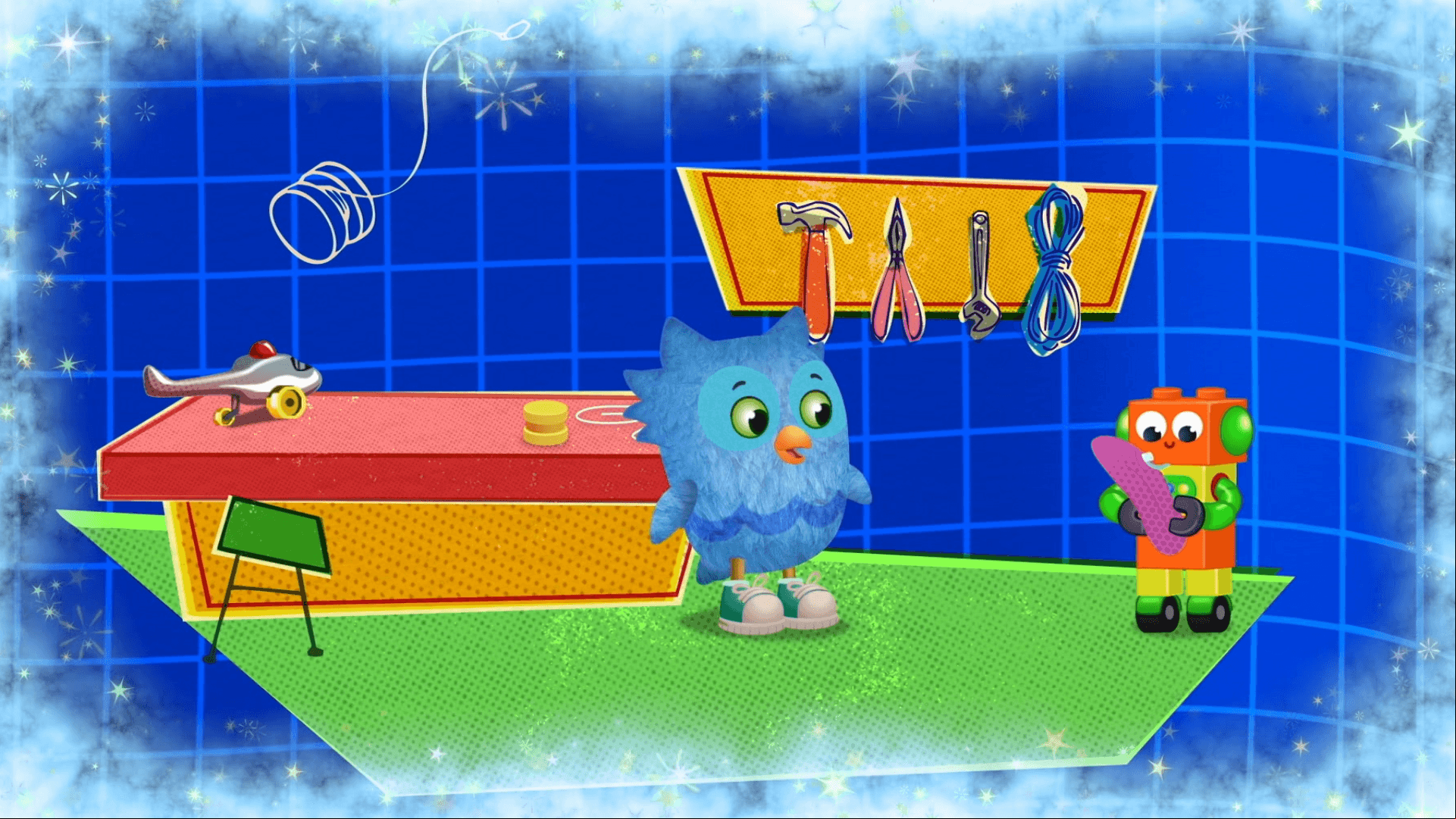 O the Owl imagines he can fix lots of different toys!