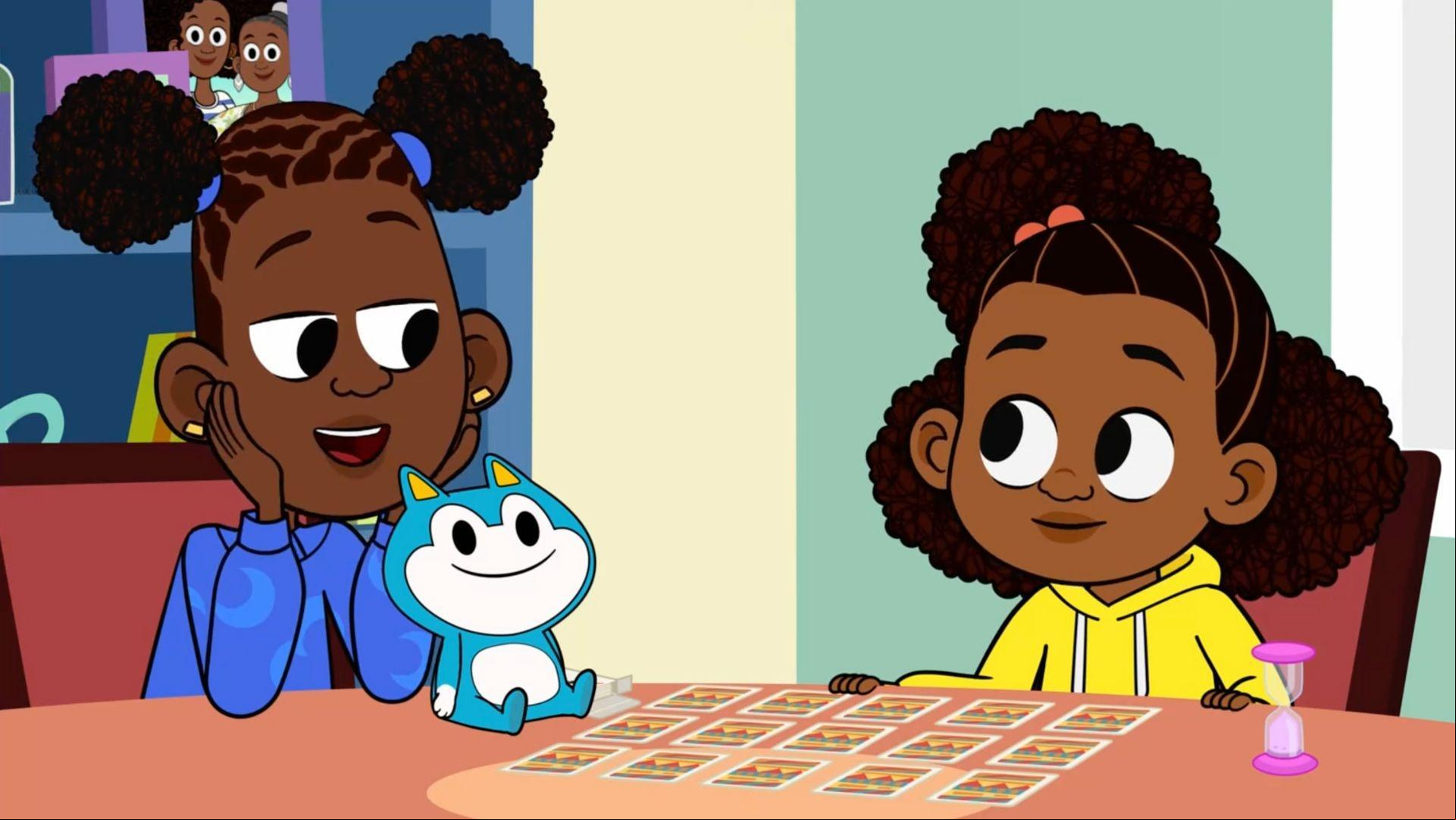 Lyla explains to her family the rules to her card game