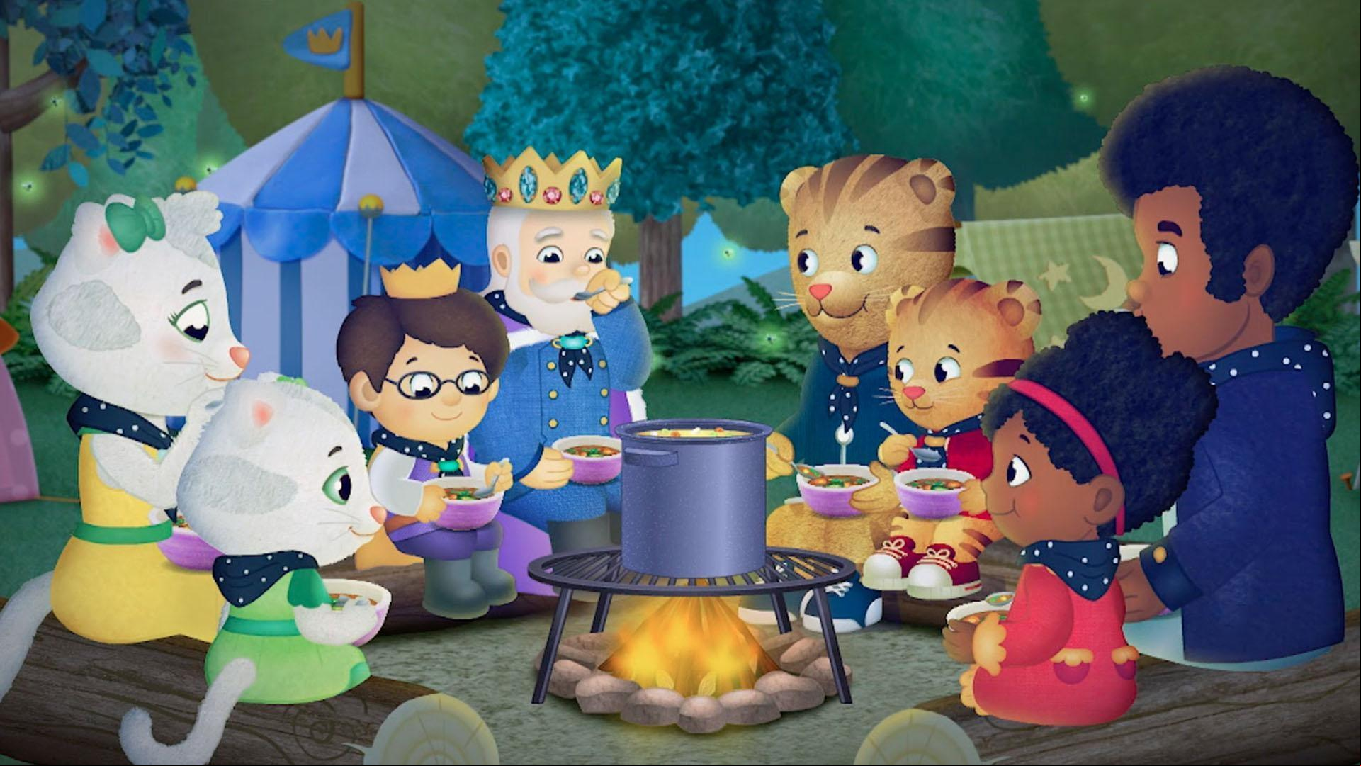 Daniel and Dad go to the "Dad and Me" camp out. / Daniel and Mom go to game night.