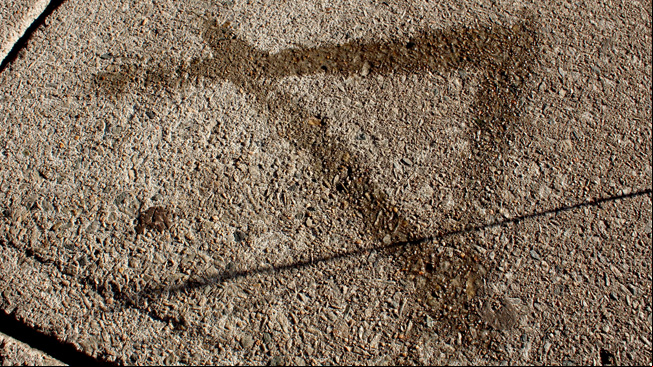 Letter A drawn in water