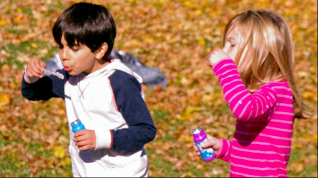 Kids blowing
bubbles